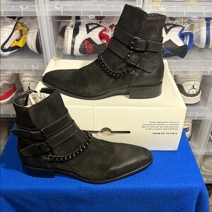 Aldo Men's Black Leather Chain Boots